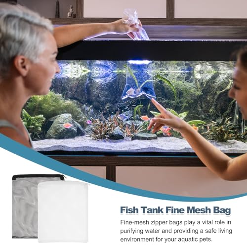 Aquarium Filter Media Bags, Fish Tank Fine Mesh Bag with Zipper Reusable Versatile 12 x 8 Inch, (White, 10Pcs), Intended for Fish Tank/Aquarium/Pond/Activated Carbon/Ceramic Rings