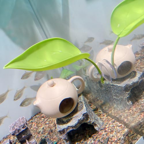 4 Pack Reptile Resting Leaves, Artificial Betta Hammock Leaves with Suction Cups, Simulation Plant Leaf for Tree Frogs, Geckos, Hermit Crabs & Aquarium Fish Tank Decor