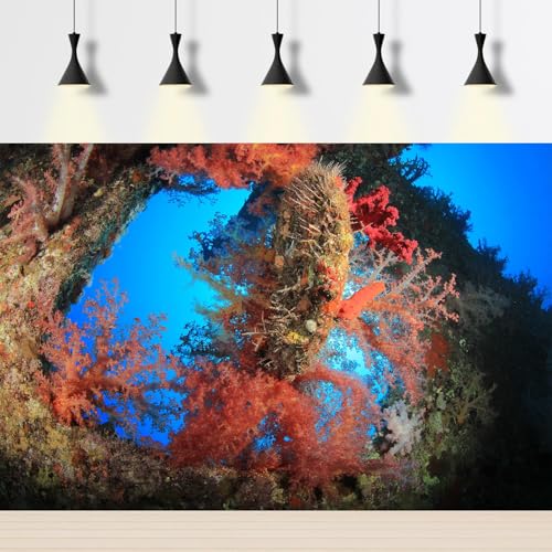 3 Pack Aquarium Background Corals Reef Fish Tank Background Under The Sea Ocean Floor Terrarium Backdrop Undersea World Cartoon Style Aquarium Fish Tank Wallpaper 48x24in - size: 48(W)x24(H)inches/ 120(W)*60cm(H)