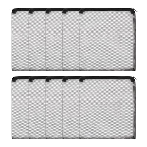 Aquarium Filter Media Bags, Fish Tank Fine Mesh Bag with Zipper Reusable Versatile 12 x 10 Inch, (Black, 10Pcs), Intended for Fish Tank/Aquarium/Pond/Activated Carbon/Ceramic Rings
