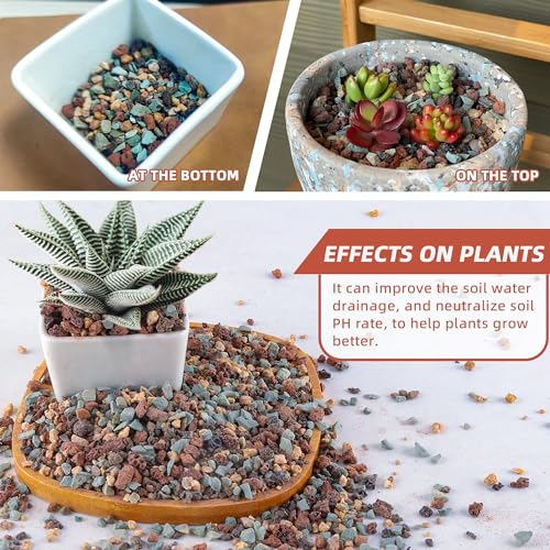 5lb Mix Horticultural Lava Rock Pebbles Pumice Potting Soil Amendment Succulent Cactus Bonsai Gritty Rock Decorative Gravel Plant Drainage Volcanic Rock for Aquarium Fairy Gardening Top Dressing - color: Mix Pebbles, size: 5LB
