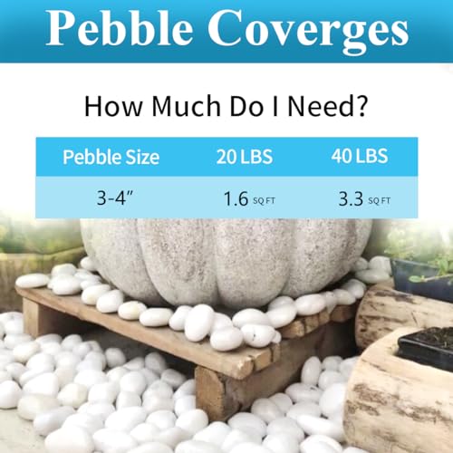 YISZM 40lbs Large River Rocks for Landscaping, 3-4" White Pebbles for Garden Design, Hand-Picked Smooth Stones for Fish Tank, Flower Pots, Indoor Water Fountains, Pathways, Backyard - color: White, size: 40 Pounds