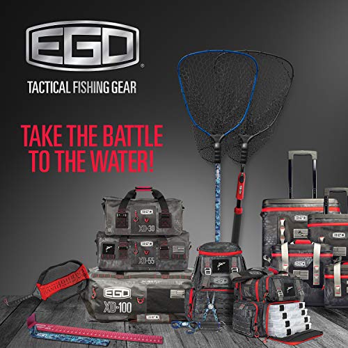 Ego S1 Slider Fishing Net, Ultimate Fishermen’s Tool Fixed Handle, Replaceable Head, Salt & Freshwater, 17x19 Inch Hoop - color: Red/Black, size: Clear Rubber Mesh
