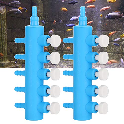 Fishtank Air Splitter, 2pcs Aquarium Air Flowing Control Lever Valve Pipe Distributor Aquarium Oxygen Pump Adapter Accessory 4 Way Outlet Fish Tank Air Splitter (One Minute Five) - size: One minute five, style: One minute five