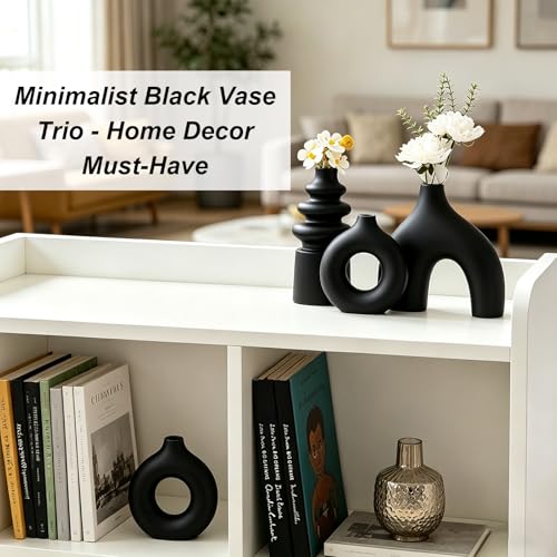 Upgraded Ceramic Vases Set for Home Decor, 3 Piece Modern Neutral Room Decor Desk Vase Bedroom Decor Flower Vase for Table Shelf Office Kitchen, Happy Birthday Gifts for Women Mom Men (Mix-3Pcs) - color: Mix-3pcs