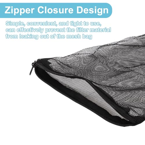 Aquarium Filter Media Bags, Fine Mesh Filter Bags, Mesh Zipper Bags for Activated Carbon Resin Filters, Reusable Fish Tank Filter Bag, 11.8 x 7.8 Inch, Black