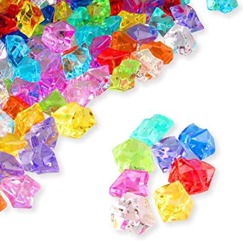 PMLAND Clear Fake Ice Rocks – 550 Pcs Large Multicolor Acrylic Gems Crushed Plastic Diamonds, 3Lbs/2.25 Quarts Bulk Vase Filler for Centerpieces Wedding Theme Décor Aquarium Table Scatter - color: Assorted