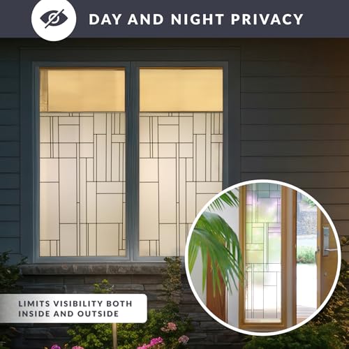 Skyline Window Privacy Film by Artscape - Textured Leaded Glass Design, Static Cling, Day and Night Privacy, UV Protection, Long-Lasting Vinyl, Made in USA - 36 x 72 Inch - color: Skyline