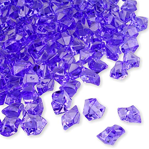PMLAND Clear Fake Ice Rocks – 550 Pcs Large Purple Acrylic Gems Crushed Plastic Diamonds, 3 Lbs / 2.25 Quarts Bulk Vase Filler for Centerpieces Wedding Theme Décor Aquarium Table Scatter - color: Purple