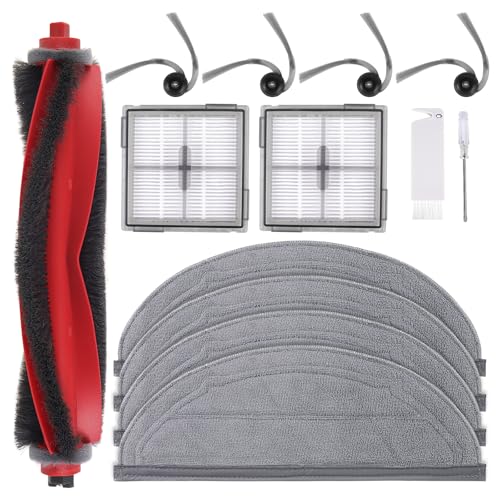 13 Packs Q10S5 Accessories Kit Replacement Compatible with Roborock Q10 S5 / Q10 S5+ Plus Robot Vacuum, 1 Main Brush, 4 Mop Cloth Pads, 4 Side Brushes, 2 HEPA Filters, 1 Cleaning Tool, 1 Screwdriver - color: Q10 S5 Kit - Black