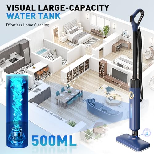 1500W Floor Steam Mop,Powerful Steam Mop for HardWood Floors with LED Display,Steam Mops for Floors Cleaning Steamer with 500ml Tank,Floor Steamers for Hardwood&Tile,10s Heat-Up
