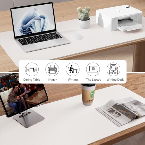 Aothia Leather Desk Pad Protector, Mouse Pad, Office Desk Mat, Non-Slip PU Leather Desk Blotter, Laptop Desk Pad, Waterproof Desk Writing Pad for Office and Home (23.6" x 13.7", Off-White) - color: Off-white, size: 23.6" x 13.7"