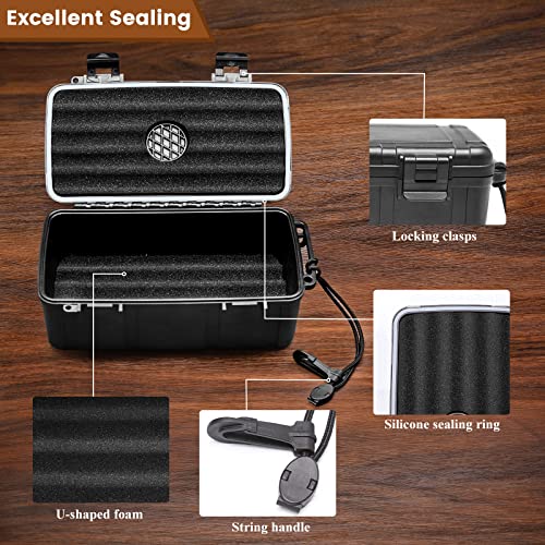 Flauno Travel Cigar Humidor - Portable Cigar Case with Cigar Cutter & Humidifier, Holds up to 15 Cigars, Waterproof, Crushproof, Airtight Seal, Durable - size: Holds up to 15 Cigars