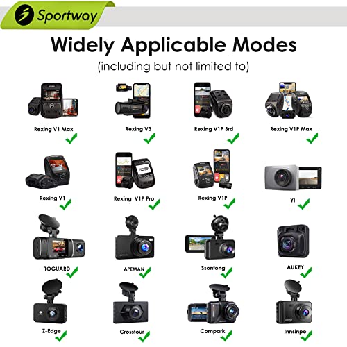 Sportway S40 Dash Cam Suction Mount (3rd Gen) with10pcs 360 Rotating Joints Compatible for Rexing, Old Shark, Yi, TOGUARD, Compark, Kingslim, Crosstour and Most Dash Cameras, DVR, GPS