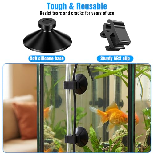 Bremorou 10 PCS Aquarium Heater Suction Cups 27x23mm Fish Tank Suctions Cup Clips Durable Fish Tank Suction Cups for Tubing Heater Accessories