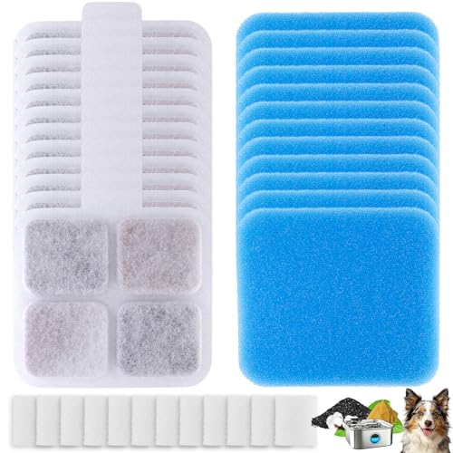 12 Pack Dog Water Fountain Filter Replacement Compatible with Oneisall PW07SAU, Multilayer Filtration,12 Filters and12 Sponges, 10L/2.64Gal