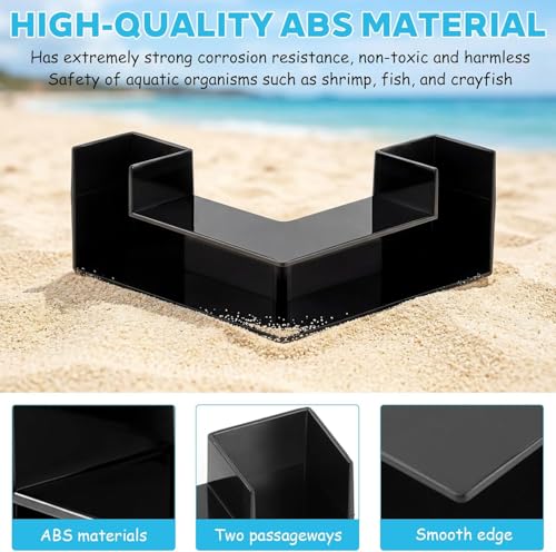 Fish Tank Decor Aquarium Cave - 2-Hole Aquarium Tunnel Fish Tank Cave + 360° View | Under Gravel Fish Hideout Fish Tank Accessories for Betta Fish, Shrimp, Corydora, Pleco (Black Square) - color: Black Square