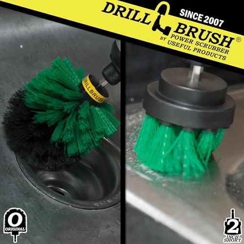 2 Piece Green Medium Stiffness Drill Rotary Cleaning Drillbrushes for Cleaning Kitchen, Cabinet, Counter, Linoleum, and General Purpose Scrubbing by Drillbrush - color: Green