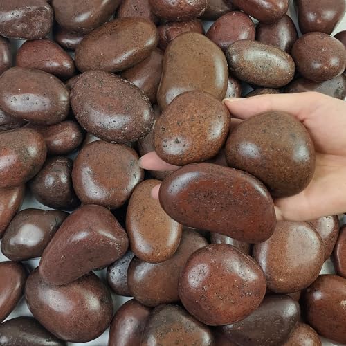 FANTIAN 5 lbs Red River Rocks, 2-3 Inch Large Pebbles for Indoor Plants, Decorative Rocks Stones for Landscaping, Vases, Aquariums, Fountains, Pathways, Backyard and Garden - color: Red, size: 5 lbs, 2-3 Inch