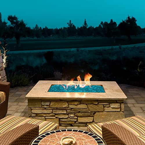 Onlyfire 1/2-Inch Polygon Fire Glass, 10 Pound Pack Glass Rock for Fireplace Fire Pit & Lanscaping, High Luster Aqua Blue - color: Aqua Blue, size: 1/2 inch