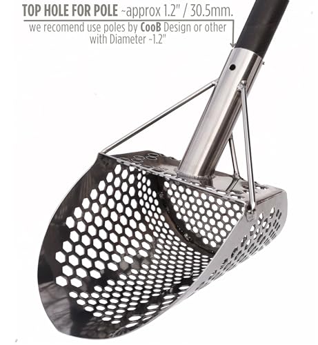Sand Scoop Shovel Metal Detector Monstrik V1, Sand Scoops Treasure Detecting, Metal Detector Hunting Tool, Stainless Steel, Mixed Hexahedron Holes