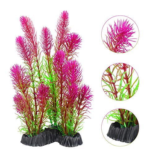 MyLifeUNIT Artificial Aquarium Plants, Plastic Fish Tank Plants for Aquarium Decorations, Pack of 7 (Style A)