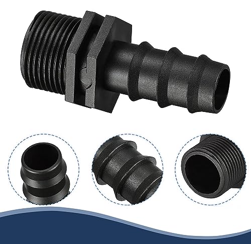 Lakesstory 3/4 Inch PVC Barbed Hose Connector - Sch 40, 3/4 Inch MNPT Male Pipe Thread, Black, 1 Piece, 2.5 Inch Length - color: Black, size: 3/4 in hose connector