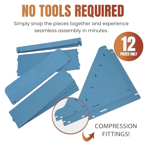 Wooden Portable Retail Table Display Stand Countertop 3 Step Riser Craft Shows, Farmers Markets Tradeshows |No Hardware Assembly Flat Pack Soap Display CBD Jewelry Spices Cups Tumblers Coasters - color: Blue