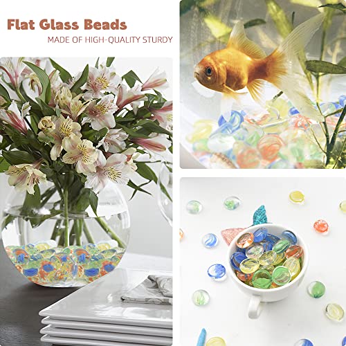 Flat Glass Marbles 1LB Mixed Color for Vase Fillers Mixed Colour Stone for Garden Decoration Craft Fish Tank (Eight Flower Color Mix) - color: Eight Flower Color Mix