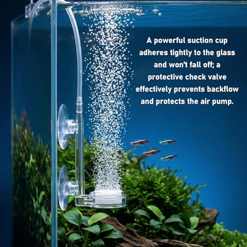 0.9 Inch Aquarium Air Stone Fish Tank Nano Bubble Stone Kit with Control Valve Ultra-High Dissolved Oxygen Diffuser for Aquarium Fish Tank and Small Bucket(Pump and Tubing Not Included)
