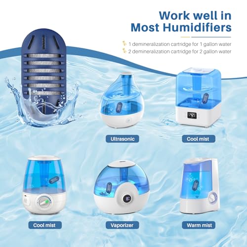 12- Pack Demineralization Cartridge for Humidifier | Compatible with HoMedics Ultrasonic Humidifier and Most Humidifiers, Prevent Hard Water Build-Up, Reduces White Dust, Purifies Water, Part UHE-HDC4 - color: Demineralization Cartridge-12 Pack