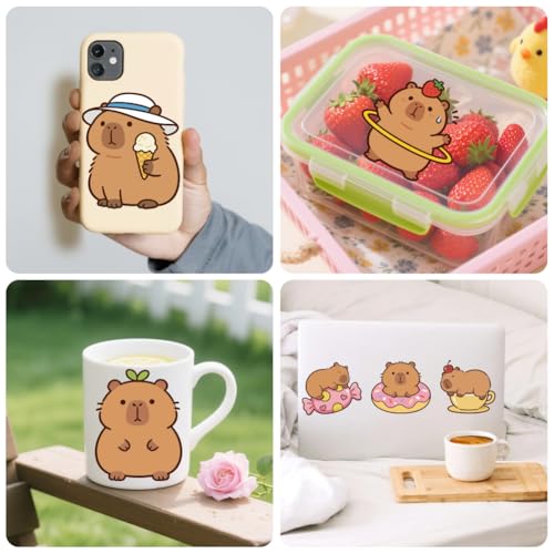 Peacoblue 18 Sheets Rub on Transfers for Crafts, Capybara 3.6"x3.9" UV DTF Cup Wraps Waterproof Cold Transfers Stickers for Wood Glass Metal Cup Tumblers Mirrors Mugs Home Decor - style: Capybara