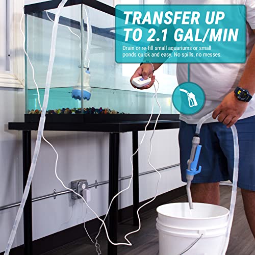 TERA PUMP Aquarium Gravel Cleaner - Electric Automatic Removable Vacuum Fish Tank Water Changer, Sand Washer, Algae Cleaner Filter & 30 ft Hose Up to 8 Liters per Min - size: 30-FT