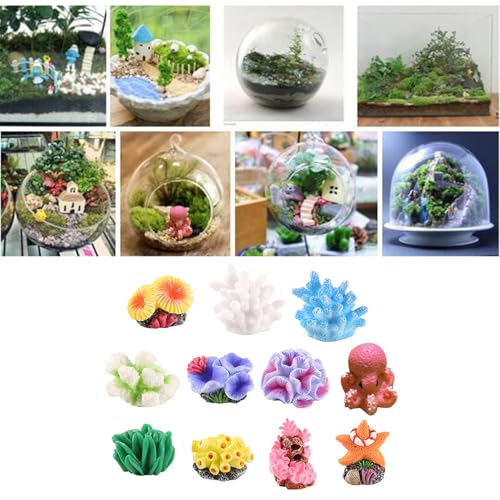11 Pieces Aquarium Decorations with Resin Coral, Fish Tank Decorations Small Underwater Accessories, Artificial Plant for Betta Ornaments Aquarium Landscape