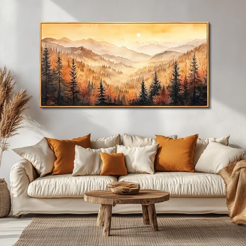 FUHAIHUA Large Wood Framed Wall Decor For Living Room Canvas Wall Art For Office Modern Wall Decorations For Bedroom Forest Landscape Painting Farmhouse Pictures Artwork Room Home Decor 24x48 In - color: Forest Landscape Wood Framed, size: 48"L x 24"W