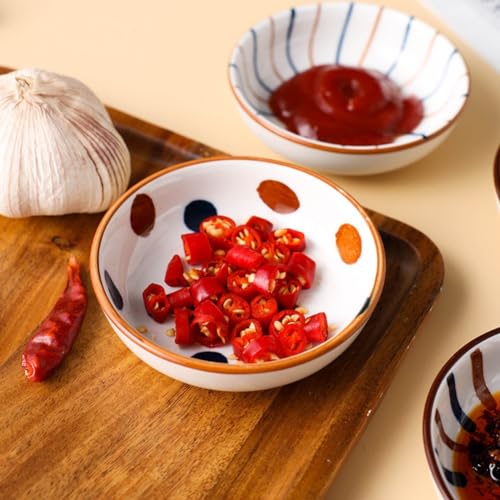 4 Pack 3 oz Cute Japanese Soy Sauce Dish Small Dipping Sauce Bowls Ceramic Sushi Dipping Bowls for Sushi,Side Dish,Ketchup,Dips,Condiment,Snack,BBQ Party - color: Cyan