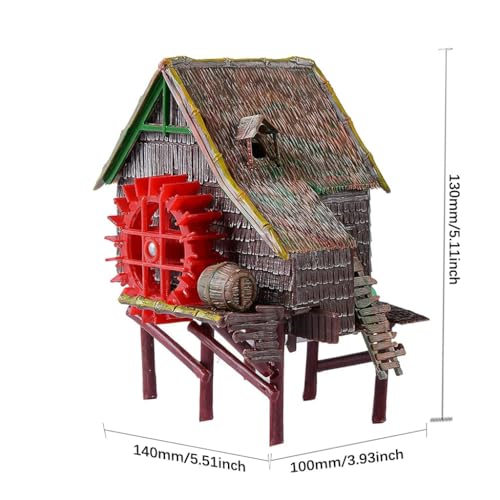 RUIAN Aquarium Decorations Waterwheel Hut (Big Water Truck) Air Action Aerating Fish Tank Ornaments Air Bubbler Movement Decorations