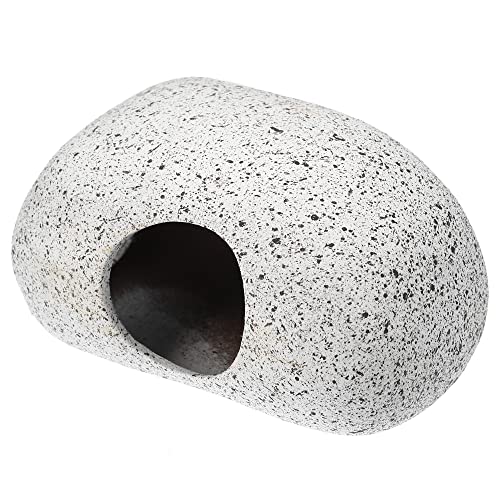 Aquarium Decorations Hideaway Rock Cave, Ceramic Fish Tank Decoration Stone for Aquatic Pets to Breed Rest, Gray 3.66x2.60x2.05 Inches