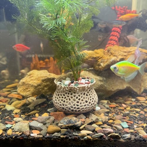 Aquarium Submerged Plant Pot, Underwater Plant Anchor, Fish Tank Aquatic Plante, Aquarium Landscaping Decoration, Decorative Accessories - 2-Piece Set (Wooden) - color: Wooden