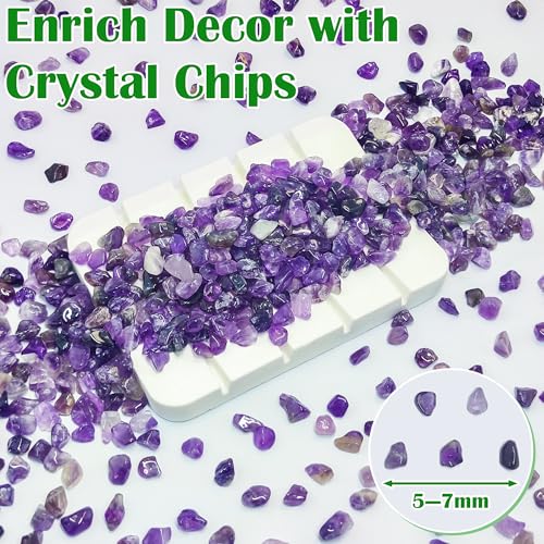 Kaiyuan Dynasty 460g Amethyst Quartz Crystal Chips Bulk, 5-7mm Natural Purple Crushed Gemstones, Crystals for Vase Fillers & Aquarium Gravel Rocks - color: Purple, size: 1LB