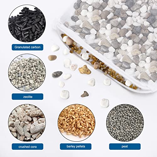 Segarty Aquarium Media Bags, 10PCS 7.7x5.9in Nylon Mesh Aquarium Filter, Media Bags with Plastic Zipper, Fish Tank Net Bags for Pellet Carbon, Bio Balls, Ceramic Rings, Ammonia Remover, White - color: high flow（white）, size: 7.7" x 6"