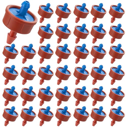 60Pcs 0.5 GPH Pressure Compensating Irrigation Spot Drippers,Constant Flow Barb Outlet Watering Dripper Emitters Heads Parts for 1/4 Inch Watering Tubing Line for Garden Pots Plant Irrigation Systems - color: 0.5 GPH 60PCS