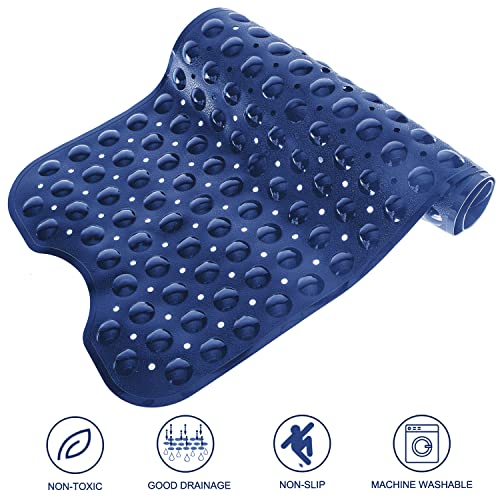 TEESHLY Bath Tub and Shower Mats, Non-Slip 39 x 16 Inch Extra Long Bathtub Mat, Machine Washable BathMat with Drain Holes, Suction Cups for Bathroom (Opaque Navy Blue) - color: Opaque Navy Blue