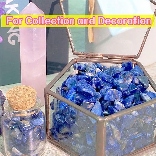YATOJUZI Blue Sodalite Aquarium Gravel Rocks Bulk Wholesale Tumbled Crystals Stones Chips Crushed Reiki Energy Balancing Gemstones for Planters Vase Filler Fountain Fish Tank Potted Decor 0.44LB - color: Blue Sodalite, size: 0.44 Pound