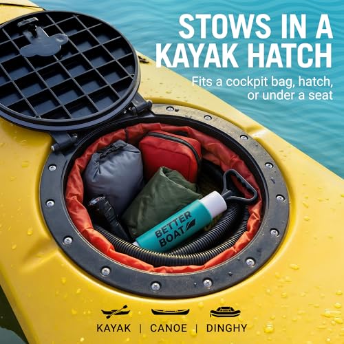 Manual Bilge Pump for Kayak Canoe Dinghy, Handheld Siphon Bailer with 24 Inch Hose, Floats if Dropped Overboard, Portable Hand Pump, Teal - Better Boat - color: Teal