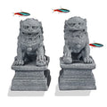 livelyfish Asian Fu Foo Dogs Statues Mini A Pair of Guardian Lion Figurine Sandstone Pets Fish Tank Aquarium Landscape Ornaments Accessories Feng Shui Decorations, A