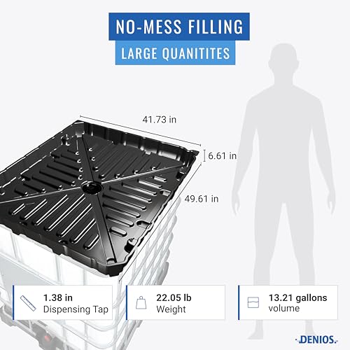DENIOS® IBC Tote Funnel - 49.5"x42"x5" | Extra Large Funnel | Wide Mouth for IBC Totes | Perfect for Fast, Spill-Free Liquid Transfer | Heavy-Duty Large | Black | IBC Tote NOT Included - color: Black
