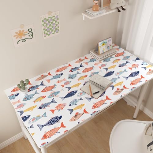 Fish Wallpaper Peel and Stick, Colorful Fishes Contact Paper 17.5" x 393", Blue and Pink Sea Wall Paper Self Adhesive Removable Waterproof for Children's Room Bathroom Shelves Cabinet Table Decor - color: White/Blue/Pink, size: 17.5" x 393.7"