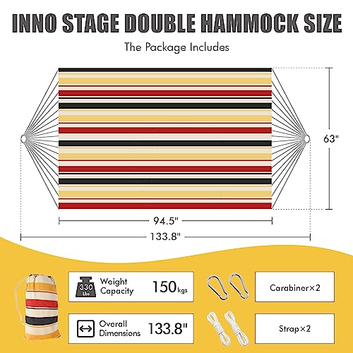 HappyPicnic Double Hammock with 9.8FT2 Rope, Portable 2 Persons Hammock with Carrying Bag- Patio Hammocks Hanging Camping Bed for Patio, Backyard, Porch, Outdoor and Indoor Use - color: Color, size: XX-Large