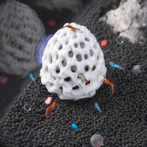 Shrimp Cave, 2.8x3.2 Inch Fish Tank Rocks with Suction Cup, Hollow & Multifunctional Fish Tank Accessories, Simulation Aquarium Decor for Home, Aquarium Cave